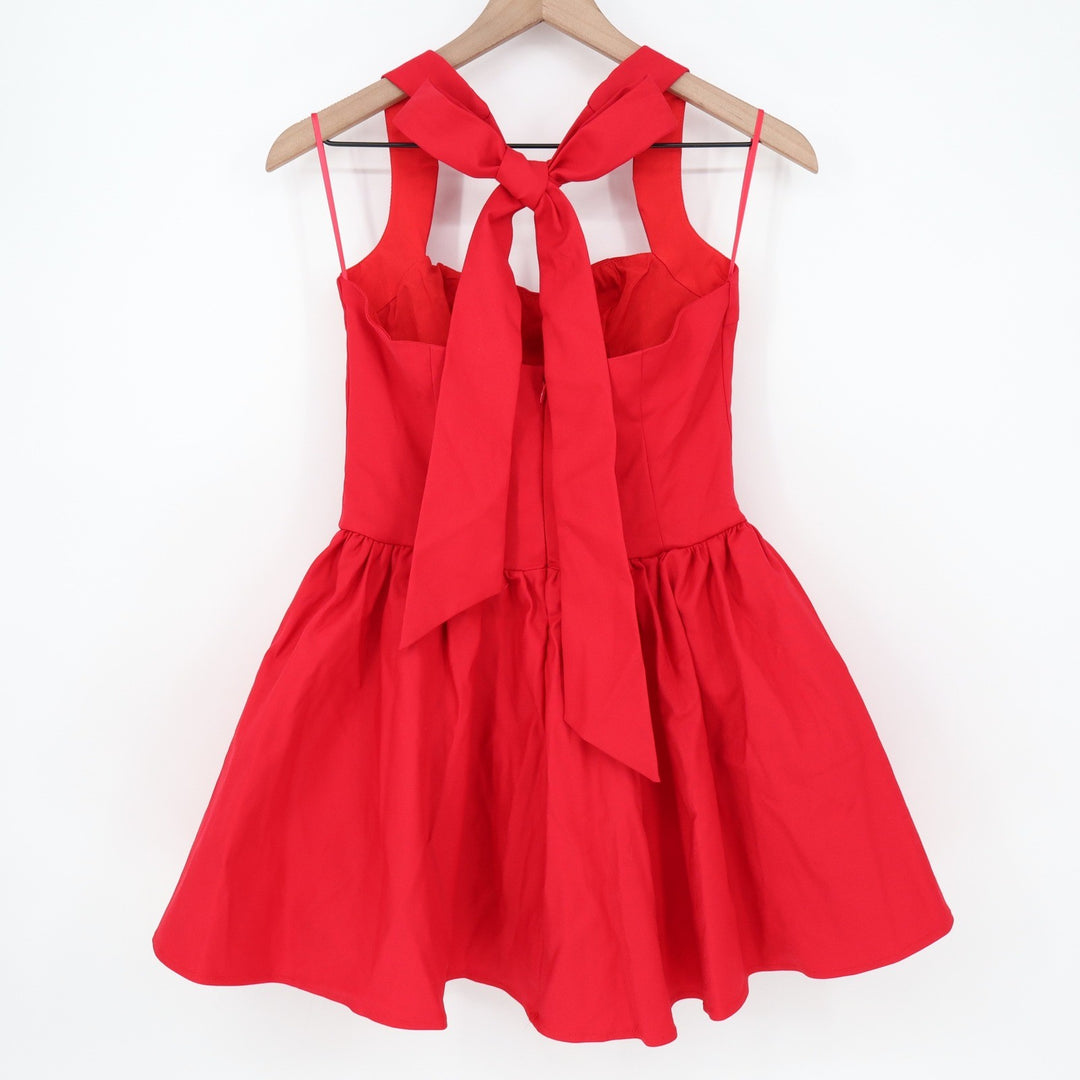 Showpo Helda Red Mini Dress Halter Tie Neck Corset Panel Bow Back Size 8
