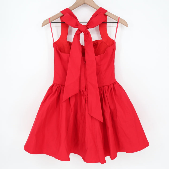 Showpo Helda Red Mini Dress Halter Tie Neck Corset Panel Bow Back Size 8