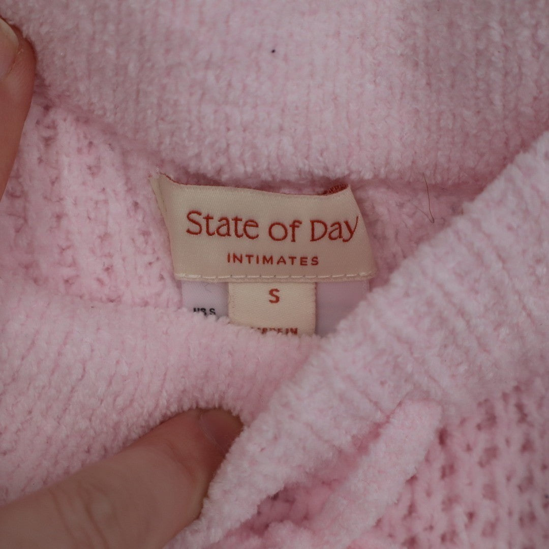 State of Day Lounge Pants Womens Small Light Pink Soft Textured Knit Drawstring