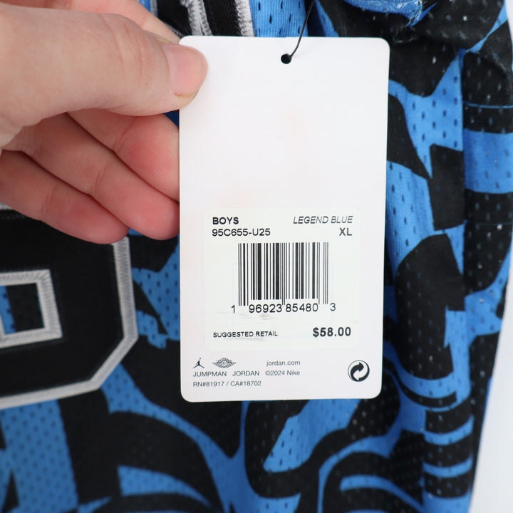 Jordan Boys Legend Blue All Over Print Mesh Basketball Jersey XL 13-15