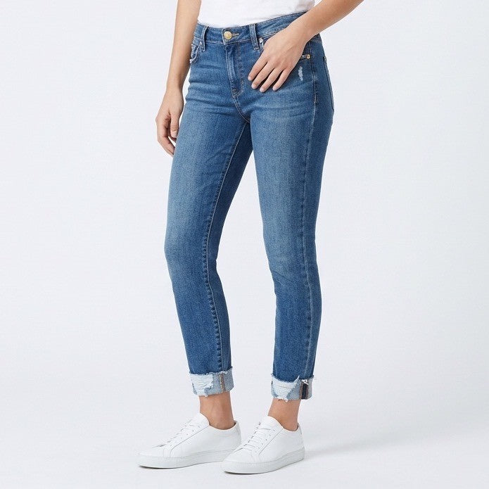 Joe's Jeans Womens 28 Blue Denim Cotton Stretch Distressed Hem High Rise Skinny