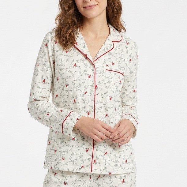 Charter Club Intimates Sleepshirt Womens PS White Floral Stretch Notch Collar