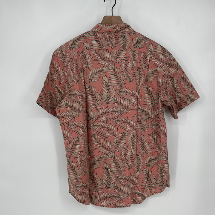 Jachs NY Mens Short Sleeve Tropical Leaf Print Button Up Shirt Red Size L