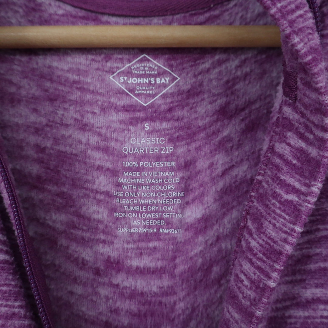 St Johns Bay Womens Purple Space Dye Quarter Zip Fleece Pullover Jacket Small