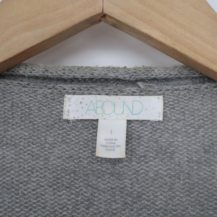 Abound Gray Open Front Longline Cardigan Sweater Pockets Womens Large