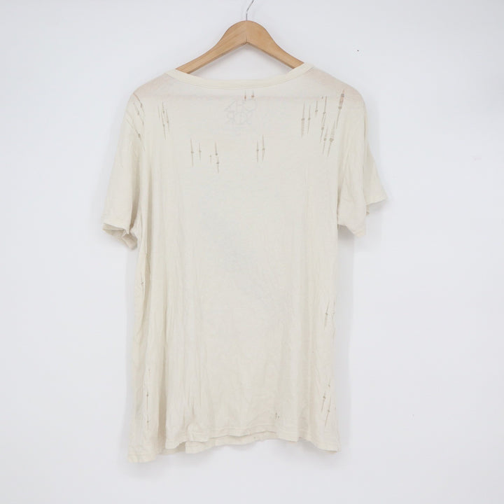 Chaser Grateful Dead Distressed Graphic T-Shirt Cream Lightning Bolt Logo Mens M