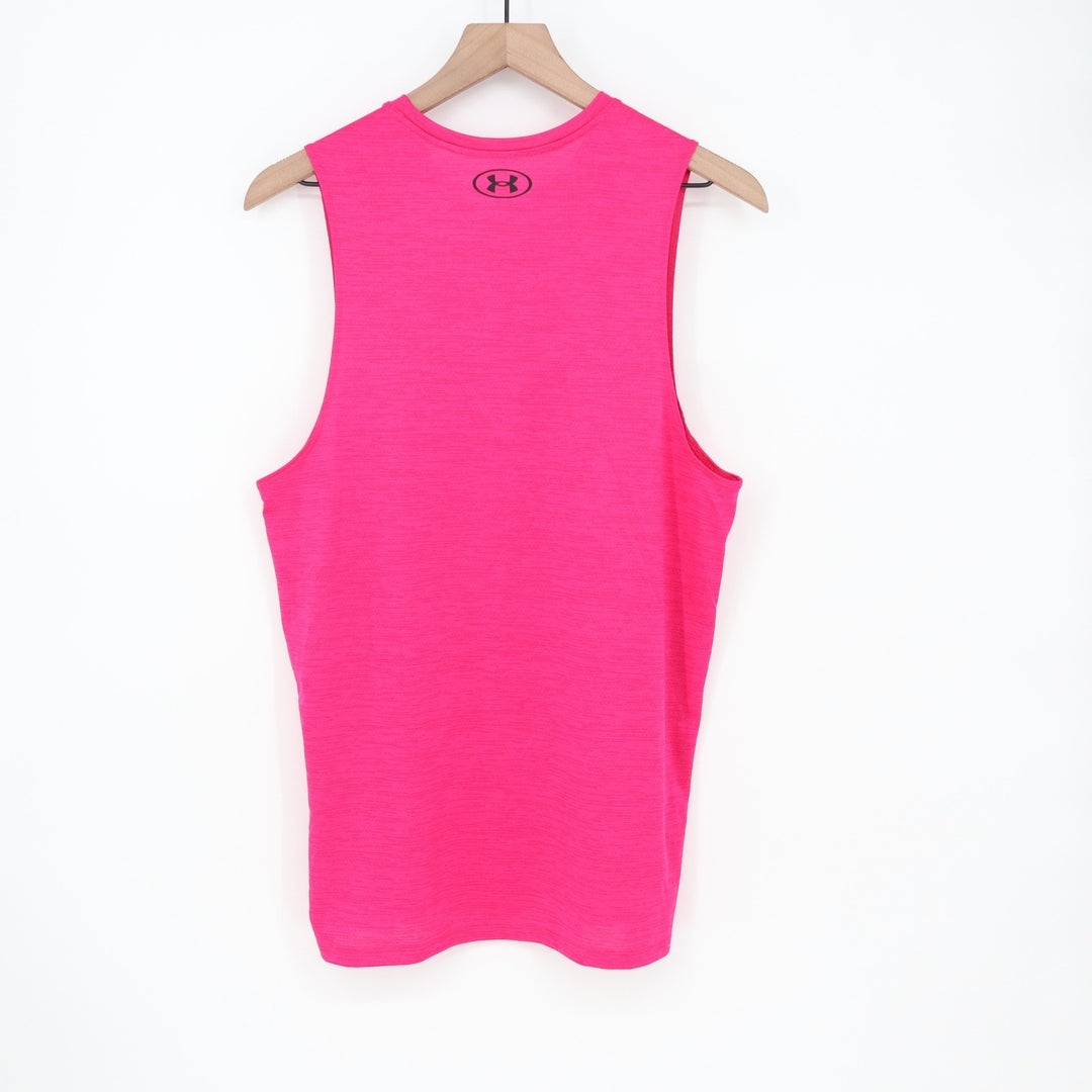 Under Armour Mens Tech Vent Tank Top Pink Heathered Sleeveless Gym Shirt S