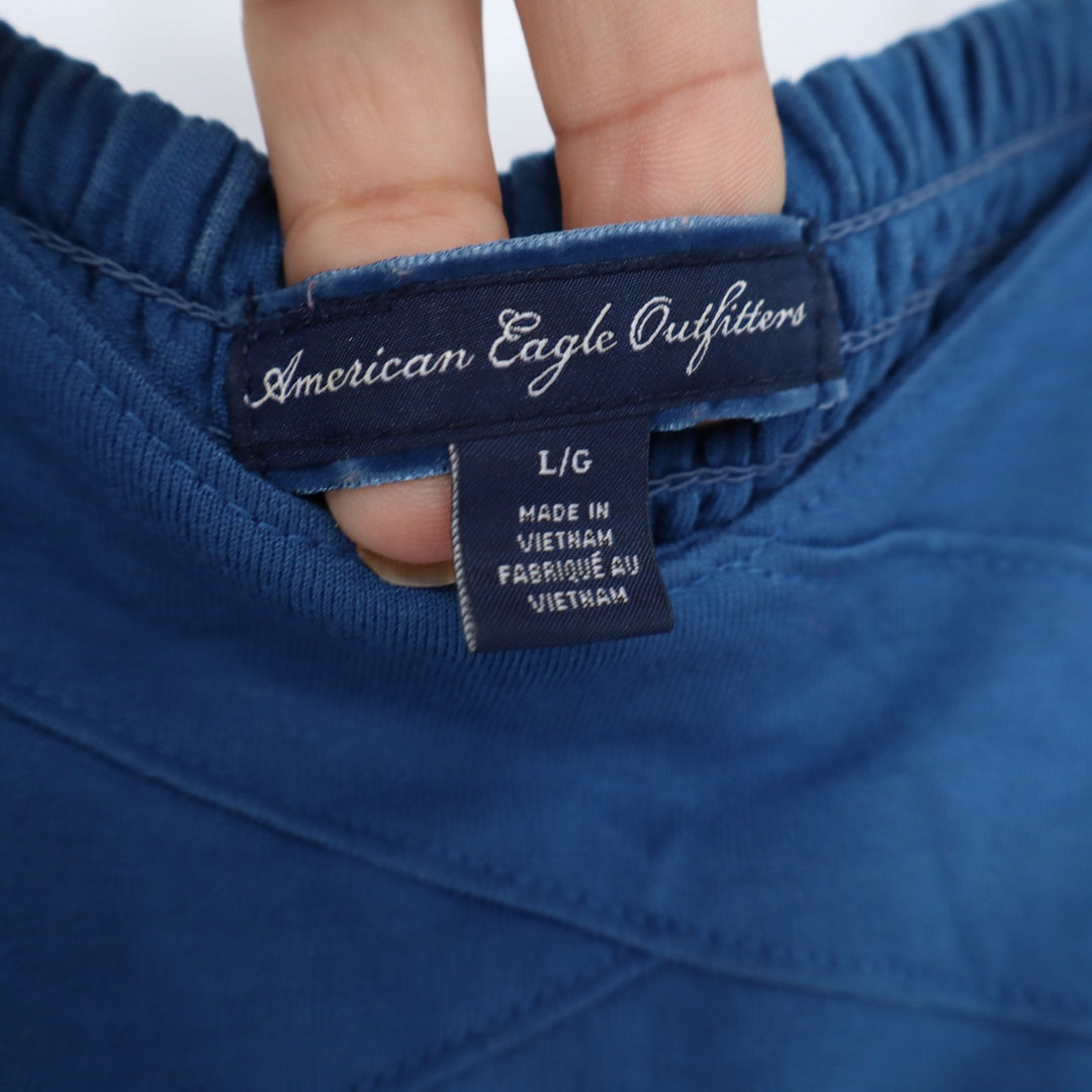 American Eagle Outfitters Blue Smocked Back Cami Mini Dress V-Neck Large