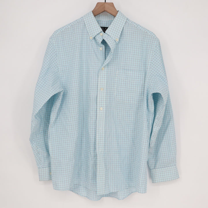 Jos. A. Bank Traveler's Collection Shirt Mens M Blue Gingham Check Button Down