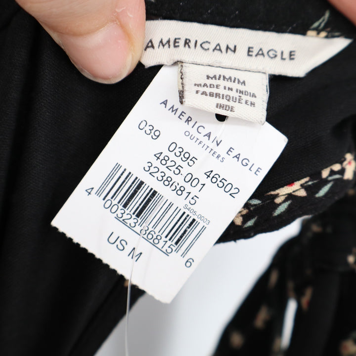 American Eagle Outfitters One Shoulder A Line Dress Womens Medium Black Floral
