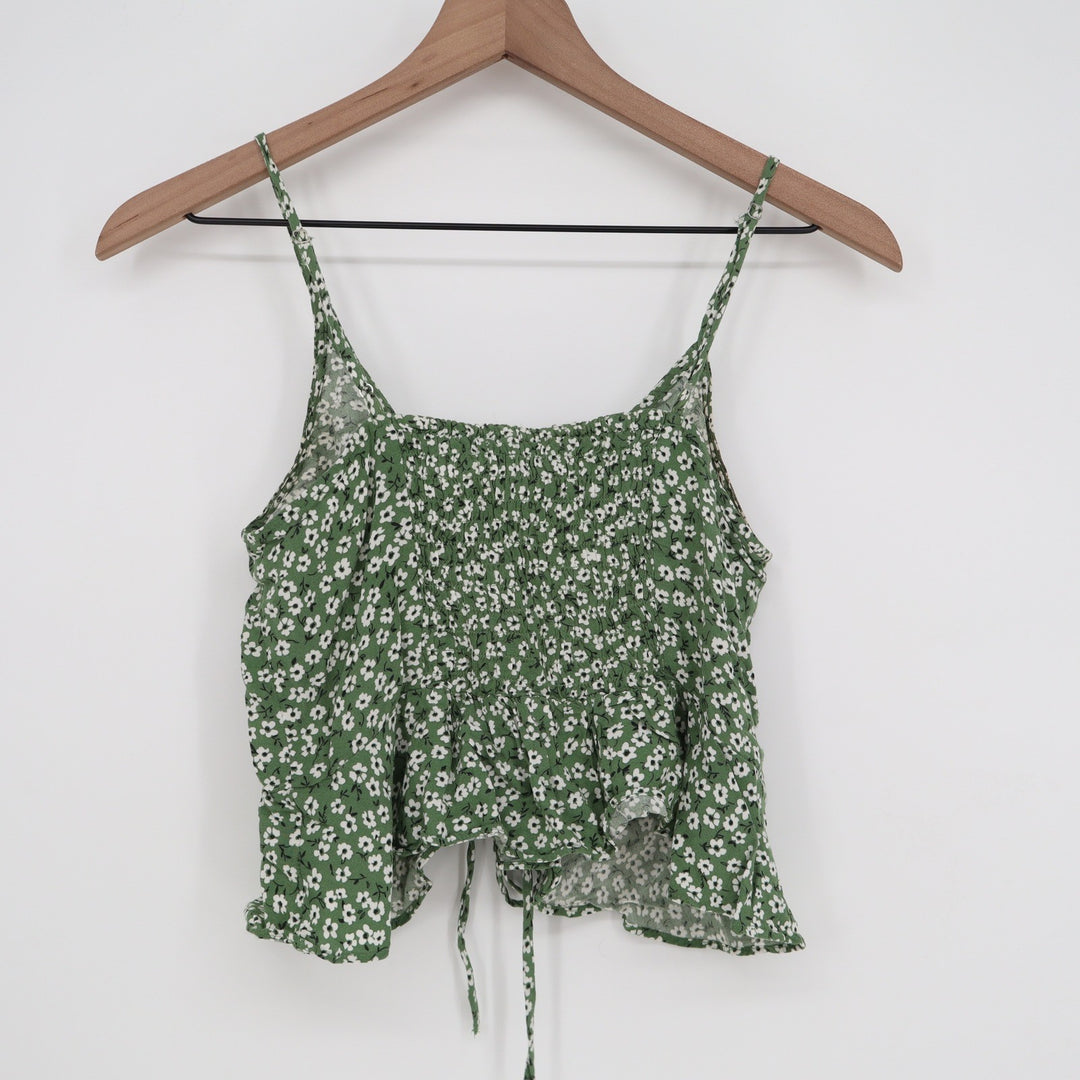 Wild Fable Green Floral Ruched Front Cami Top Smocked Back Small