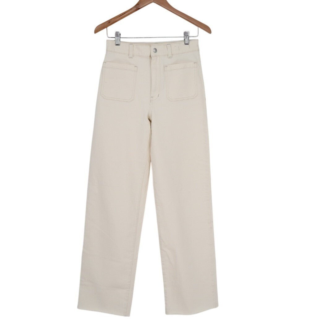 Madewell Emmett Wide Leg Jeans Womens 26T White Denim Cotton Stretch Outdoor
