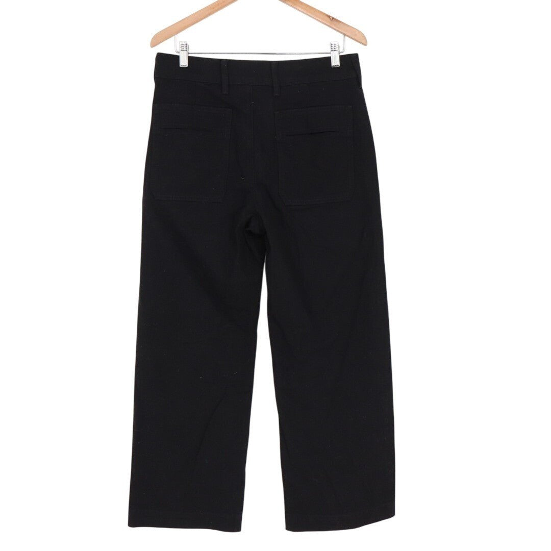American Giant Chino Pants Womens 12 Black Cotton Stretch Wide Leg Slash Pockets