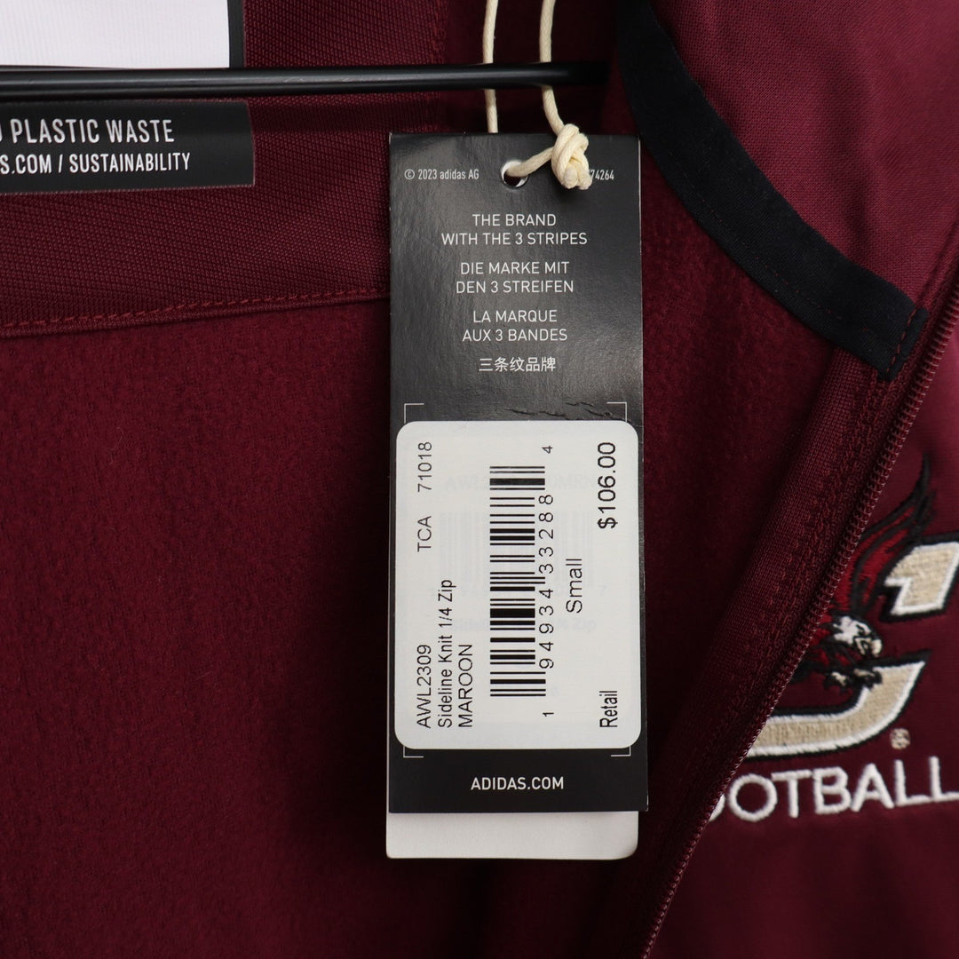 Adidas Boston College Eagles Football Sideline Knit 1/4 Zip Maroon Mens S