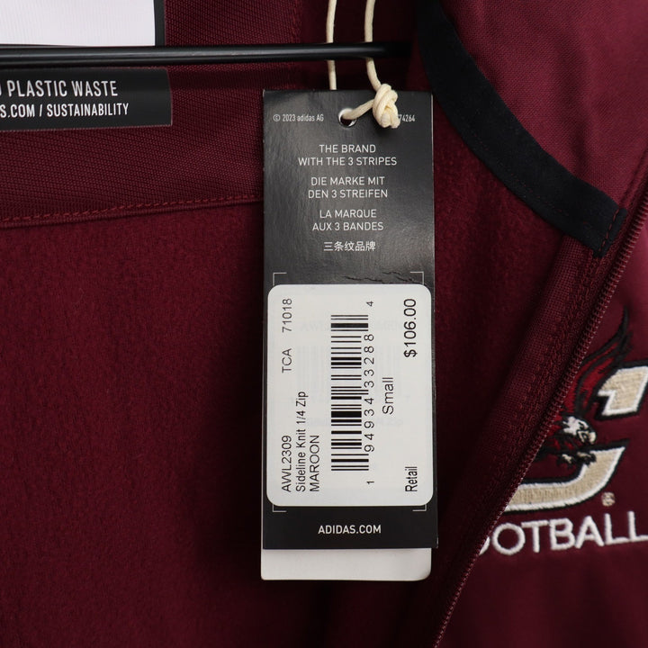 Adidas Boston College Eagles Football Sideline Knit 1/4 Zip Maroon Mens S