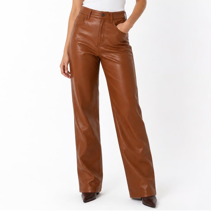 Abercrombie & Fitch The 90s Straight Ultra High Rise Vegan Leather Pants 0s