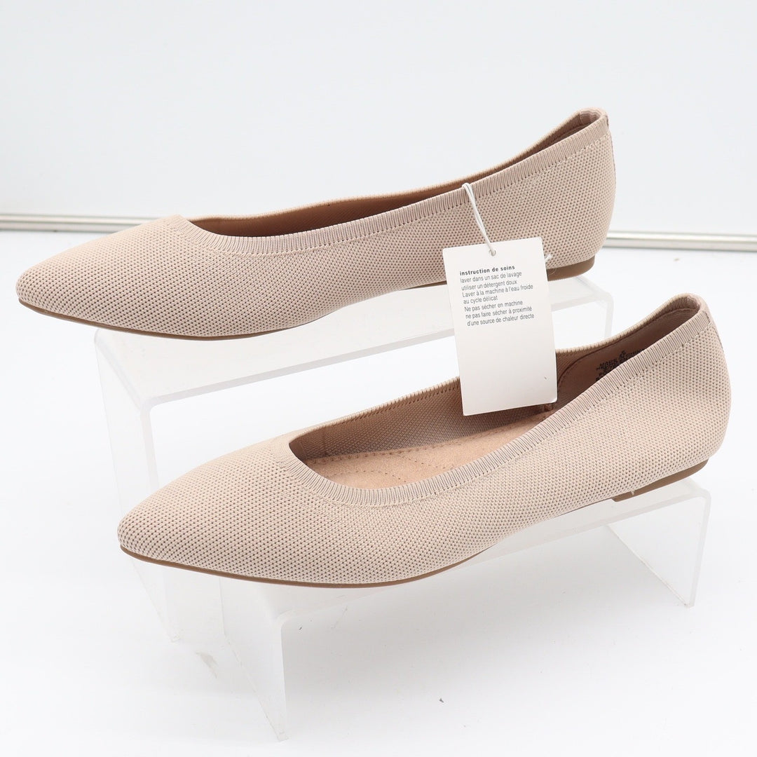 Old Navy Womens Pointed Toe Knit Ballet Flats Tan Beige Washable Size 9 NEW