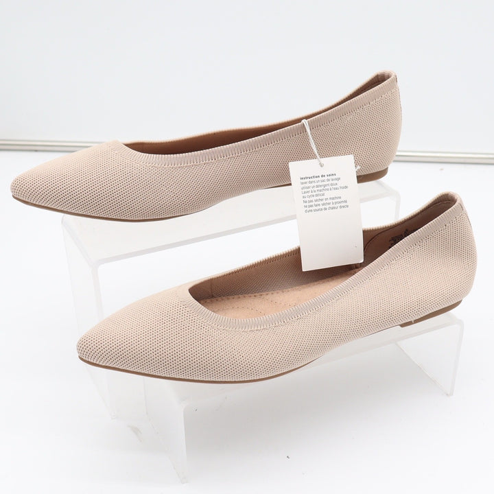 Old Navy Womens Pointed Toe Knit Ballet Flats Tan Beige Washable Size 9 NEW