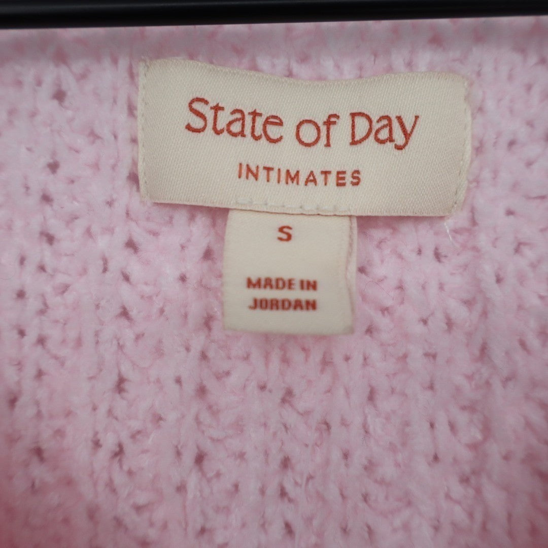 State of Day Intimates Pajama Top Womens Small Baby Pink Waffle Knit Sleepwear