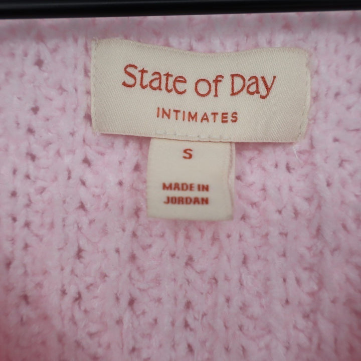State of Day Intimates Pajama Top Womens Small Baby Pink Waffle Knit Sleepwear