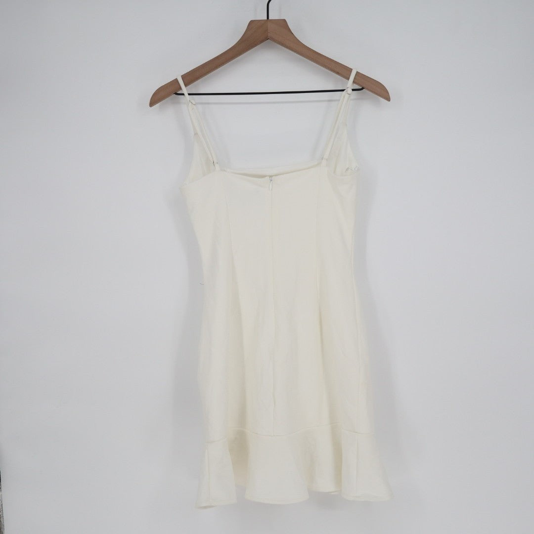 Lulus Compelling Composure Bodycon Mini Dress Womens Small White Ruffled Hem