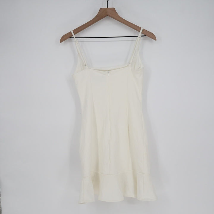 Lulus Compelling Composure Bodycon Mini Dress Womens Small White Ruffled Hem