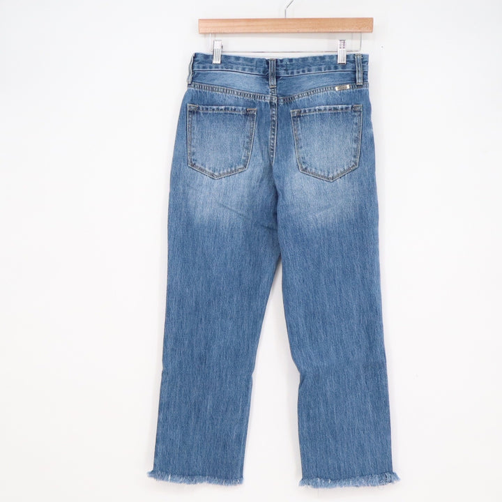 KanCan KC7392M Womens High Rise Button Fly Straight Leg Raw Hem Jeans Blue 5/26
