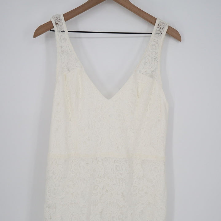 Lulus Beloved Eternity Maxi Dress Womens 2XL White Nylon Lace Detail Sleeveless