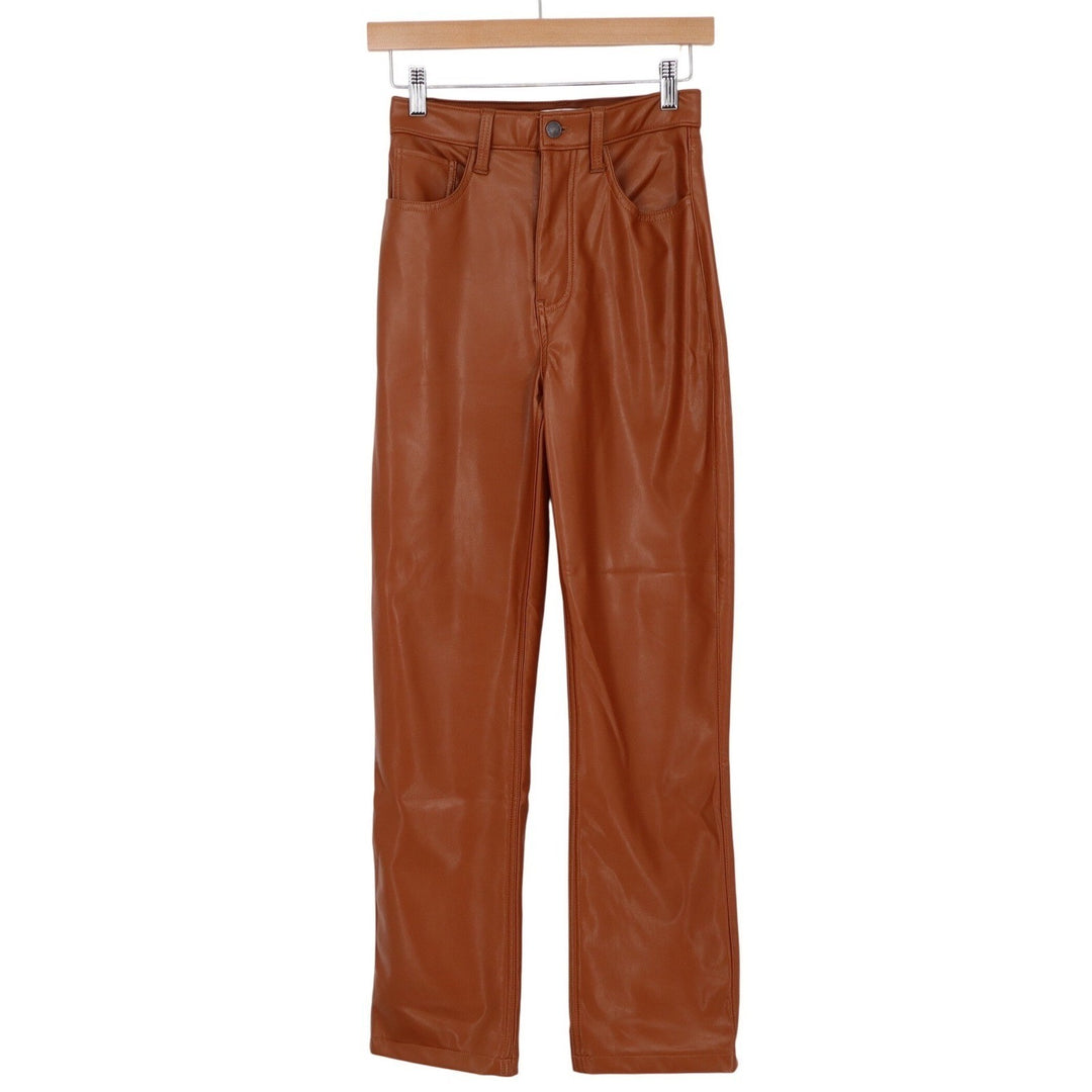 Abercrombie & Fitch The 90s Straight Ultra High Rise Vegan Leather Pants 0s