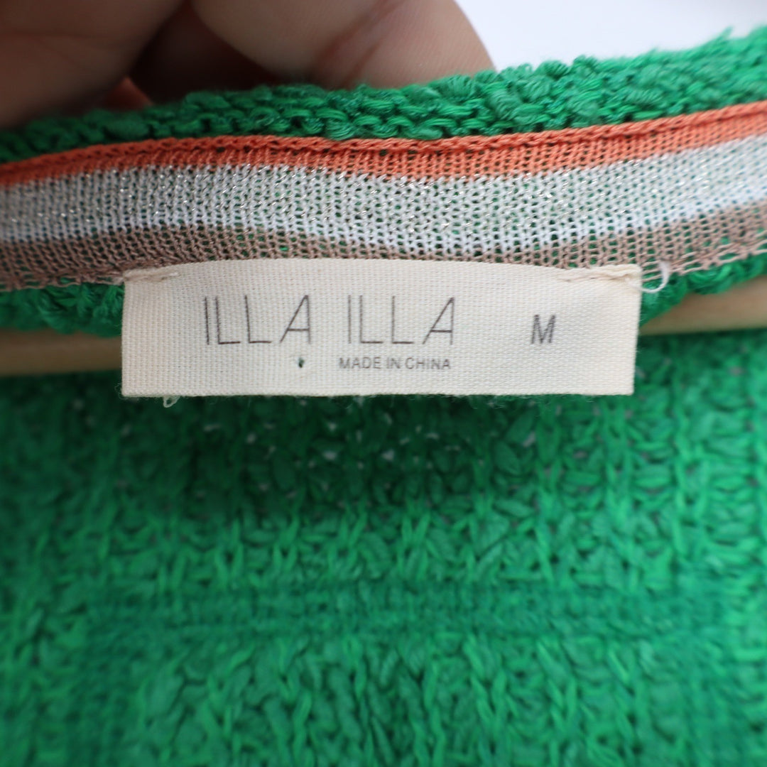 ILLA ILLA Green Chunky Knit Notched V-Neck Oversized Sweater Medium