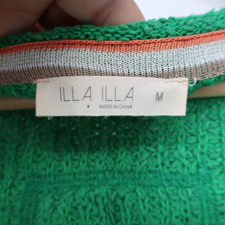 ILLA ILLA Green Chunky Knit Notched V-Neck Oversized Sweater Medium
