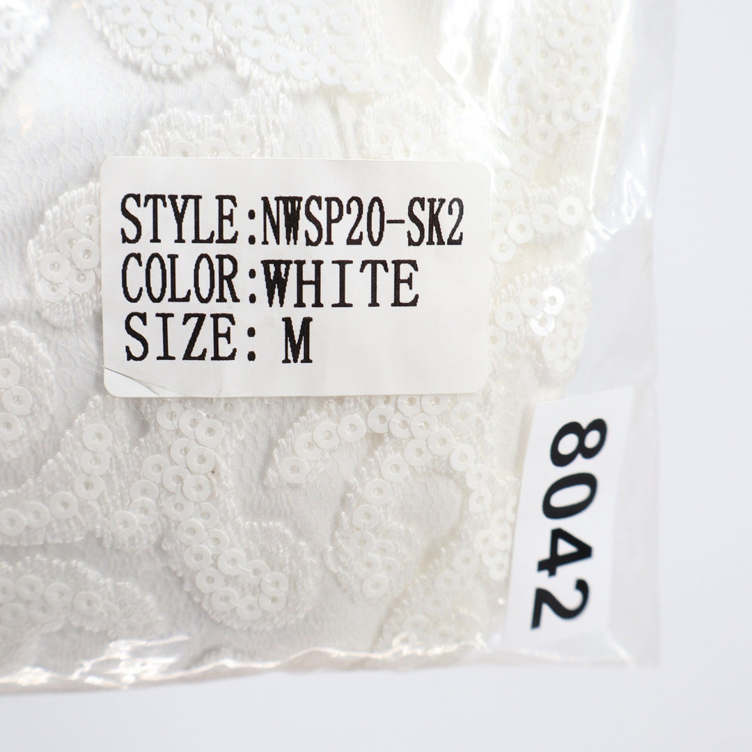 Naked Wardrobe The Statement White Sequin Lace Pleated Ruffle Mini Skirt