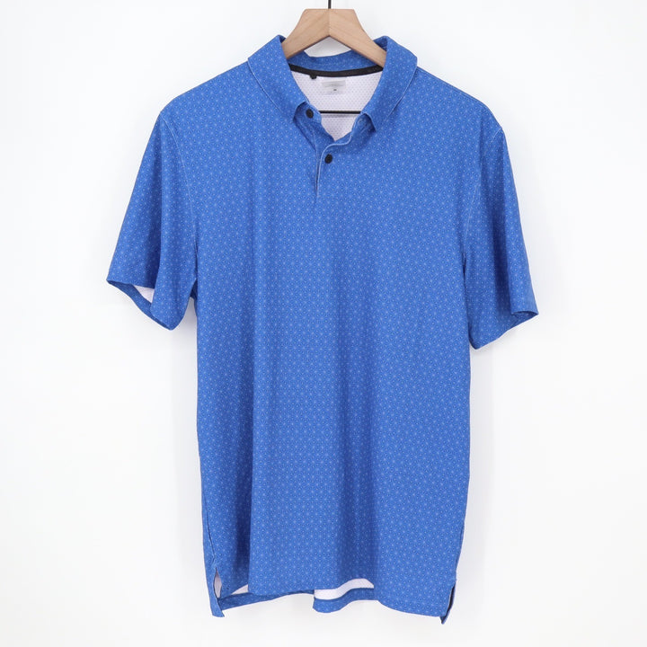 VRST Mens Blue Geometric Print Performance Golf Polo Shirt Size M