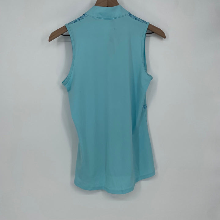 Adidas Womens Golf Shirt Sz S Light Blue Sleeveless Quarter Zip Athletic Polo