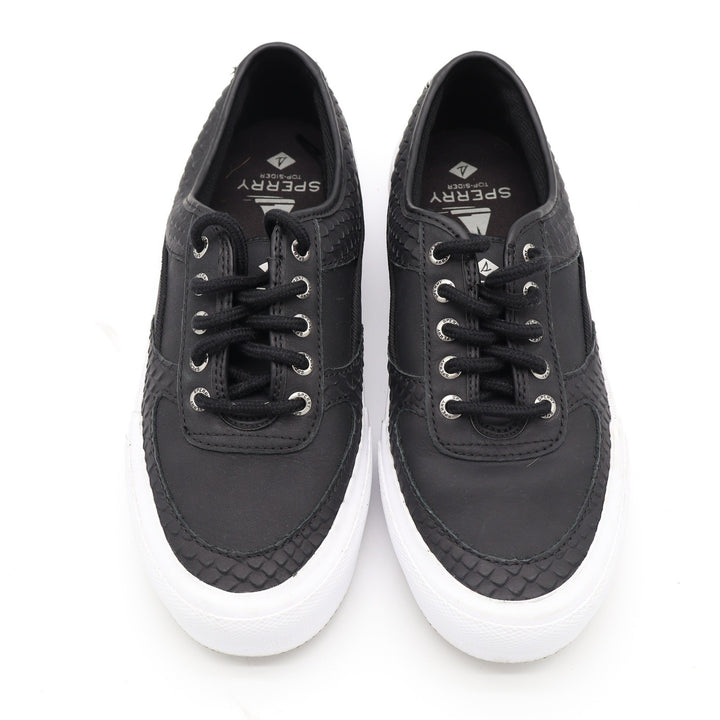 Sperry Top-Sider Crest Vibe Black Python Embossed Sneakers STS86635 Womens 8