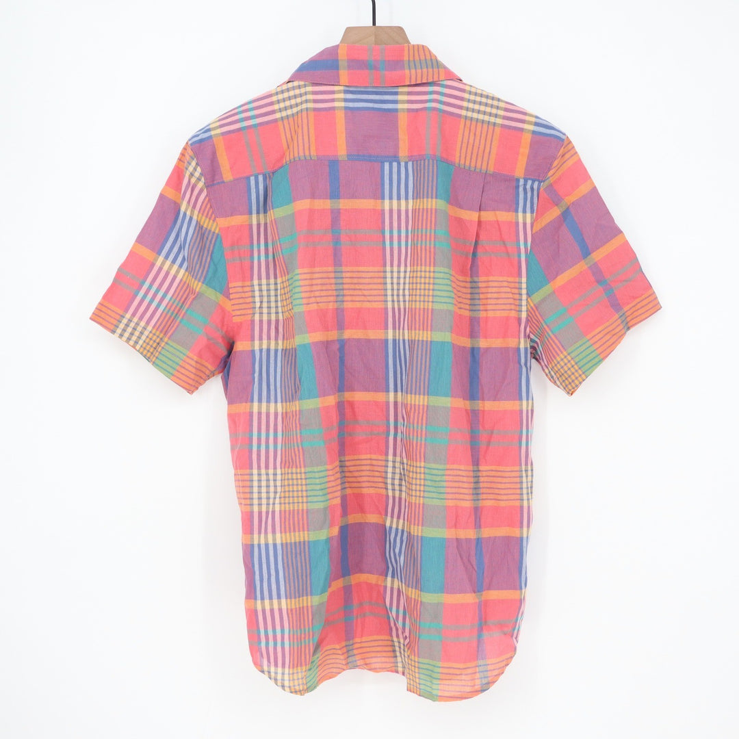 Walter Hagen Clubhouse Mens Small Madras Multi Plaid Cotton SS Button Down Shirt