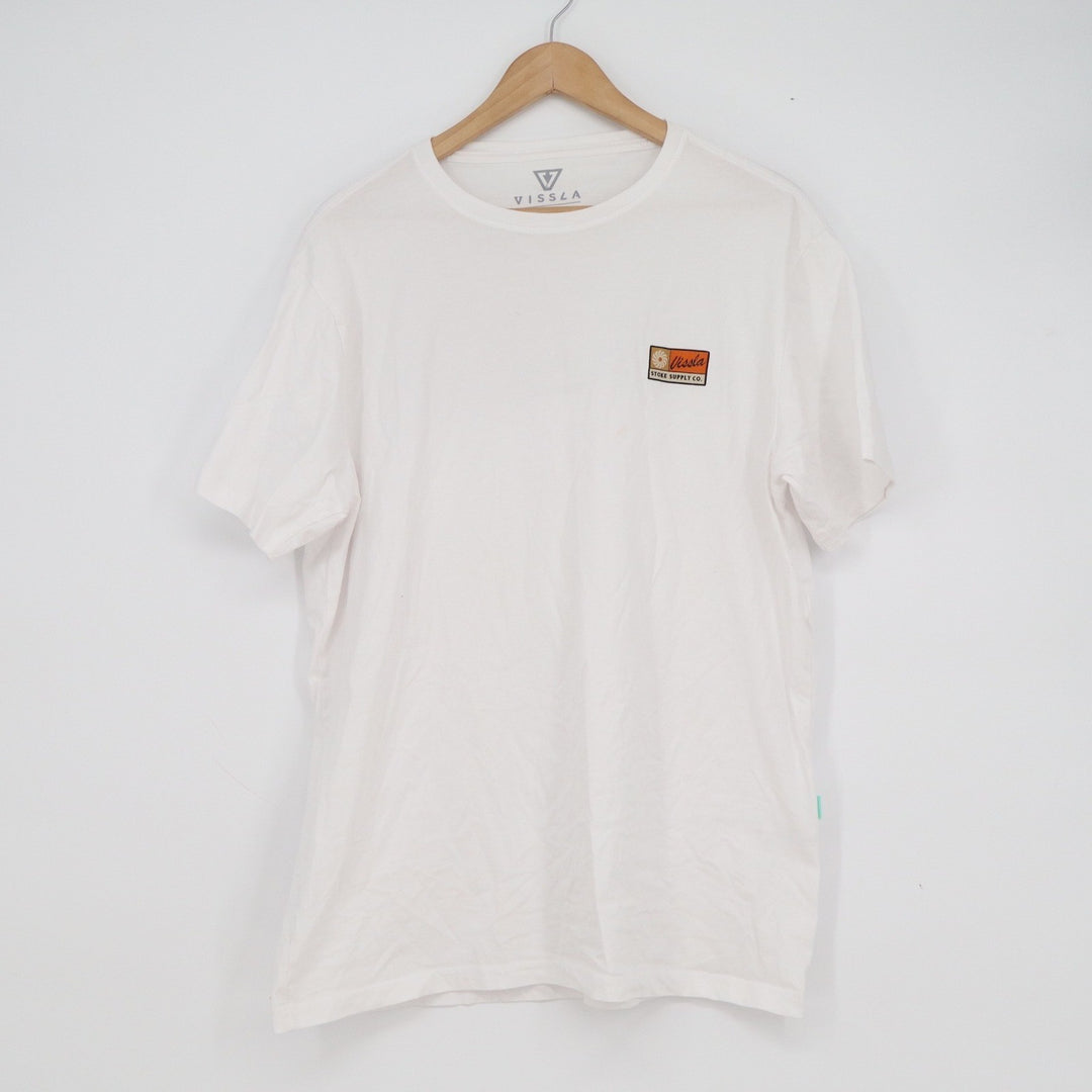 Vissla Stoke Supply Co XL White Graphic T-Shirt Short Sleeve Cotton Surf Tee