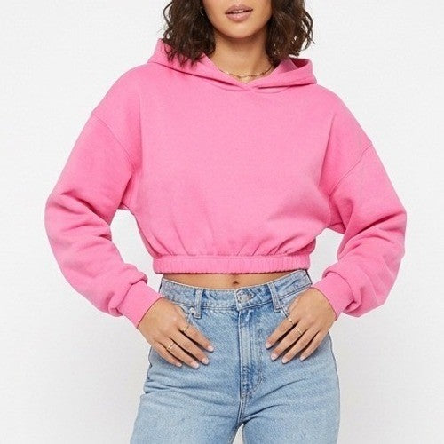 Naked Wardrobe Pink Cropped Hoodie Women's XL Long Sleeve Pullover
