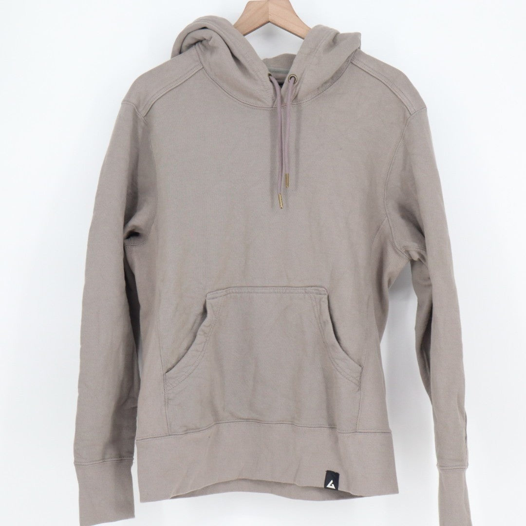 American Giant Hoodie Mens Small Beige Cotton Kangaroo Pockets Thumb Hole Sleeve