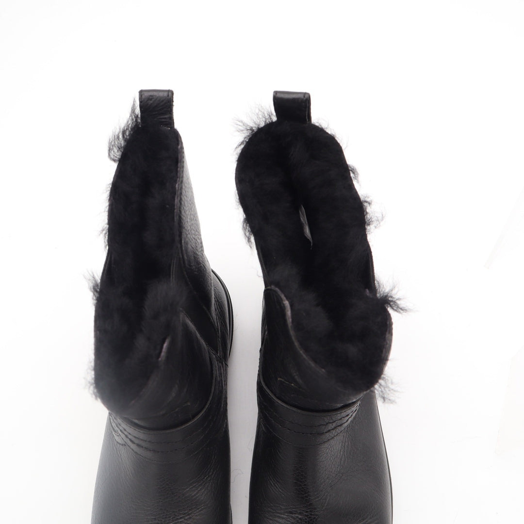Abeo Zoey Black Leather Sheepskin Lined Harness Ankle Boots Womens 8