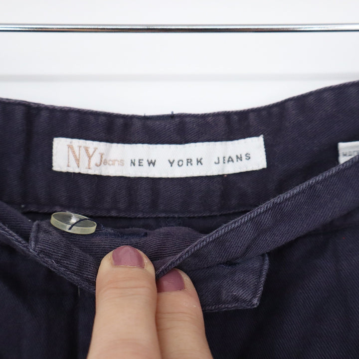 NY Jeans New York Jeans Navy Blue Pleated Trousers High Rise Cotton Pants Sz 10