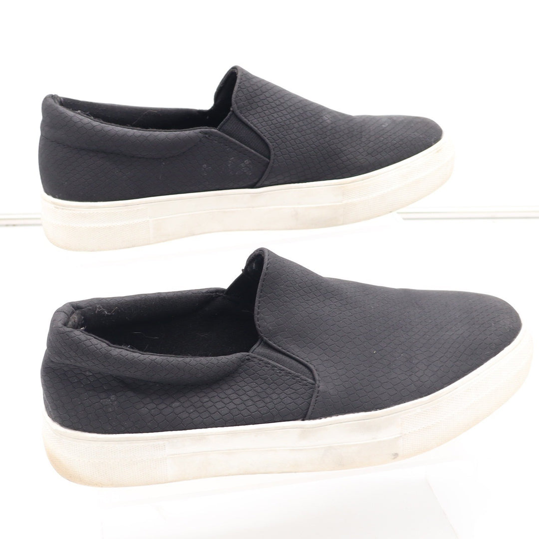 Soda Womens Black Snakeskin Textured Slip On Sneakers Platform Shoes Size 10