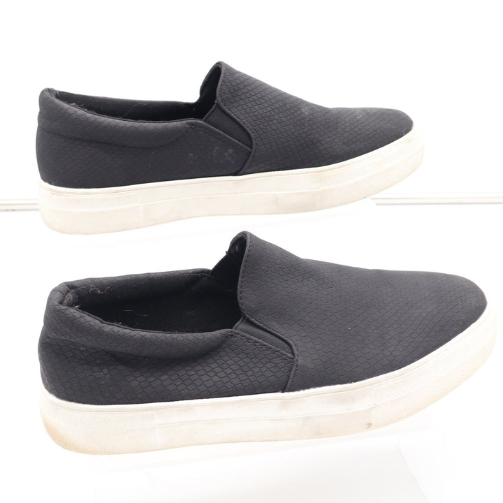 Soda Womens Black Snakeskin Textured Slip On Sneakers Platform Shoes Size 10