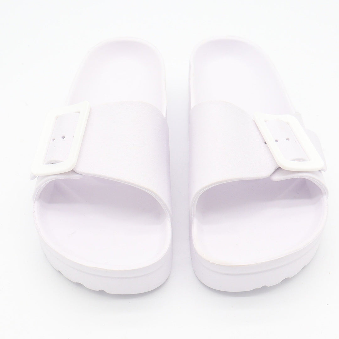 Womens White Platform Slide Sandals Chunky Buckle Strap Foam Slides Size 9