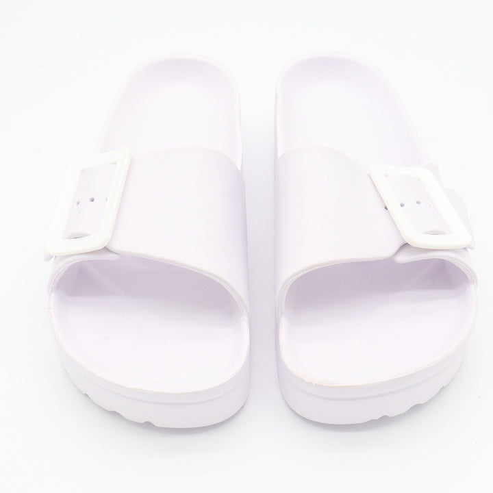 Womens White Platform Slide Sandals Chunky Buckle Strap Foam Slides Size 9