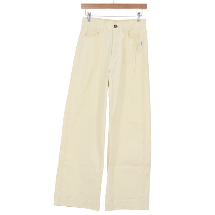 Old Navy Extra High-Rise Wide Leg Pants Cream Off-White Cotton Blend Size 2 NEW