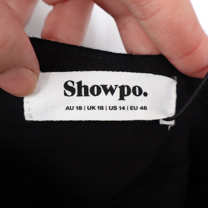 Showpo Jacqueline Black One Shoulder Cowl Neck Linen Blend Maxi Dress Size 14