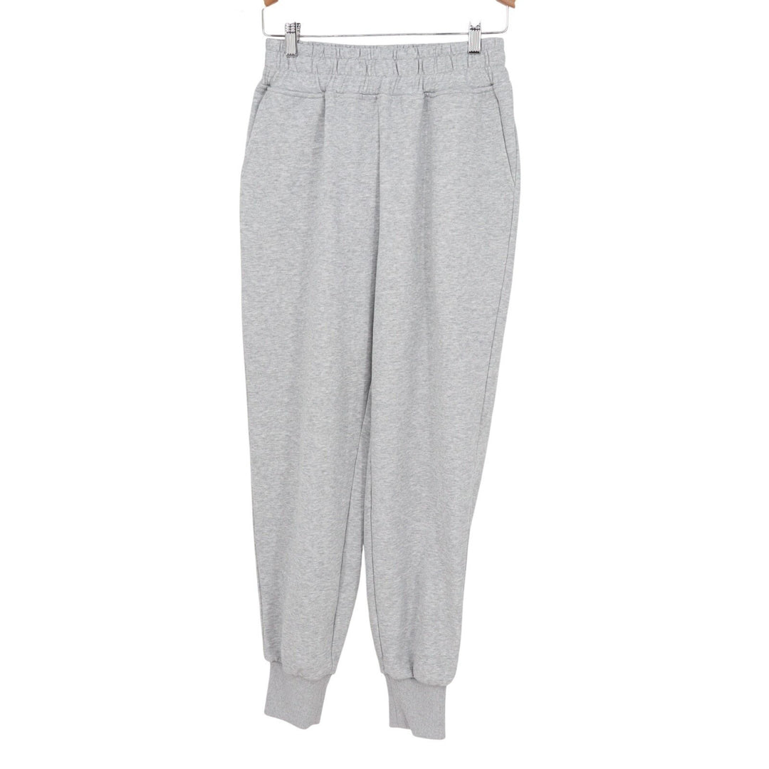 Jogger Pants Womens S Heather Gray Ribbed Fleece Lined Slash Pockets High Rise