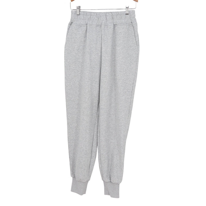 Jogger Pants Womens S Heather Gray Ribbed Fleece Lined Slash Pockets High Rise