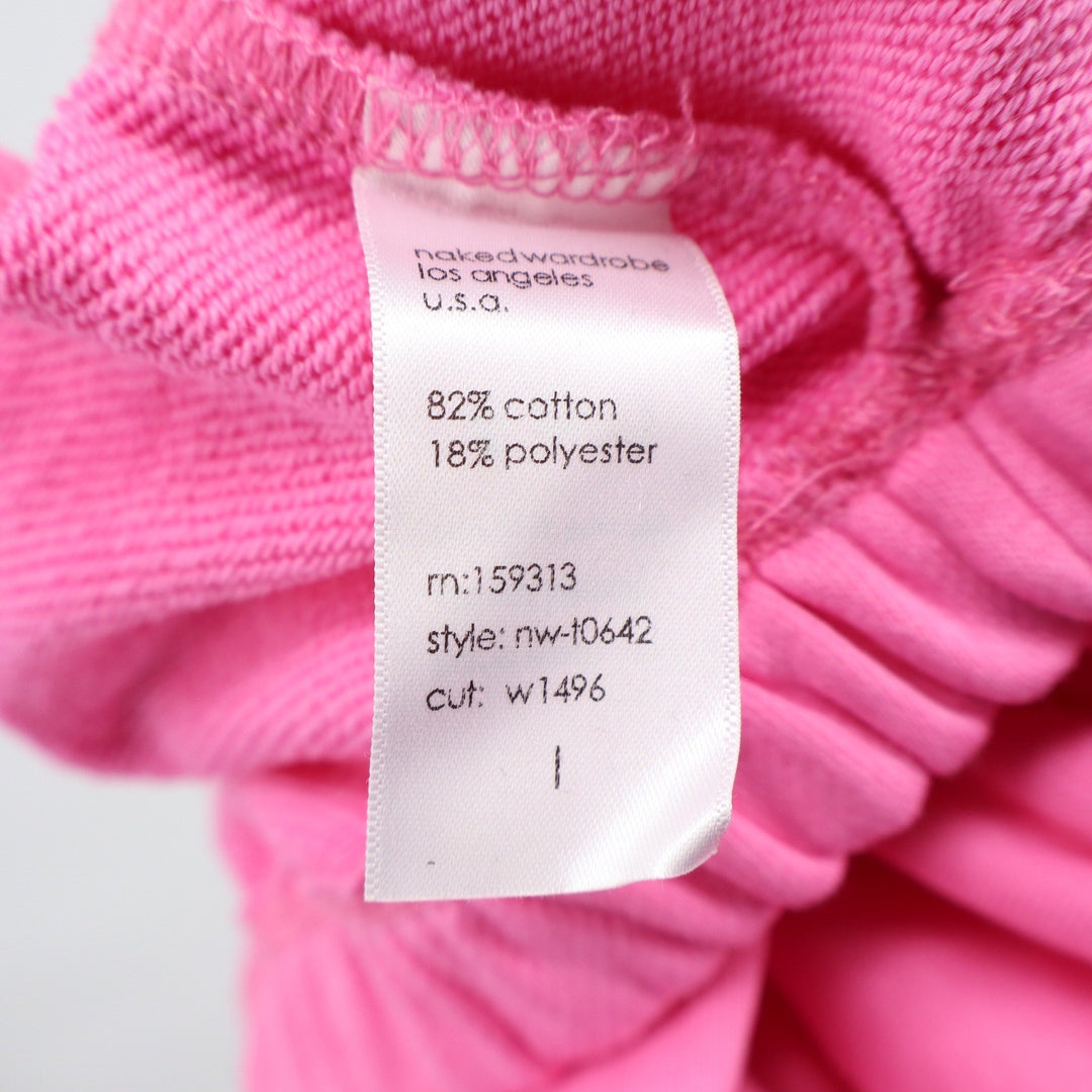 Naked Wardrobe Pink Cropped Hoodie Sweatshirt L